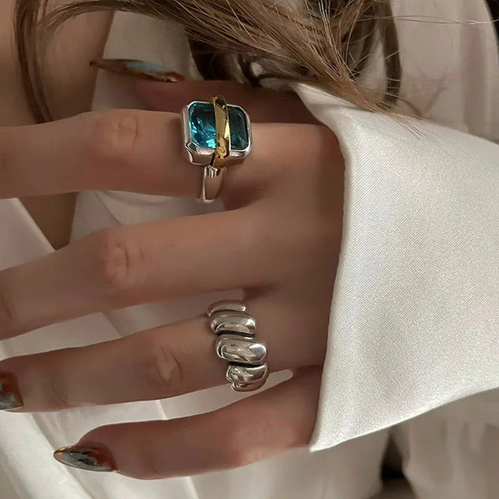Victoria Blue Zircon Silver Ring |