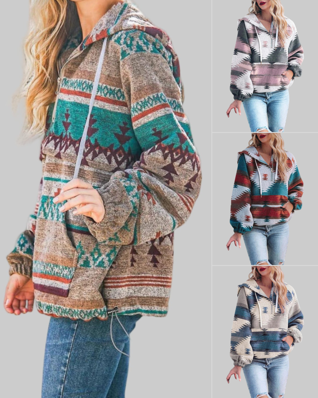 Victoria | Comfy Oversized Zip Up Long Sleeve Hoodie Sweatshirt